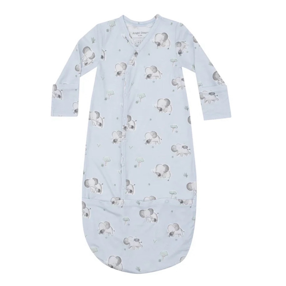 Angel Dear Baby Gray Elephants Light Blue Bundle Gown - Size 0-3M
